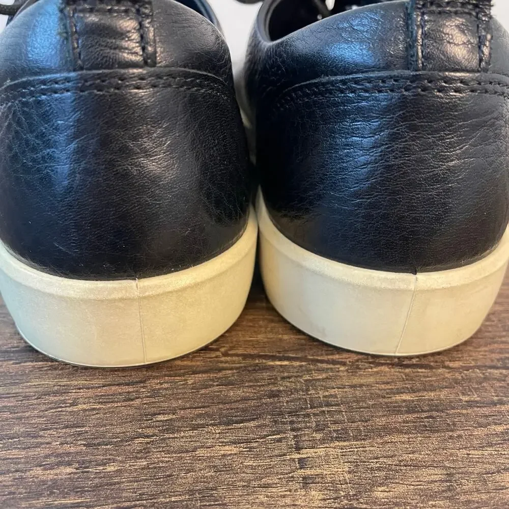 ECCO Soft 7 Sneakers Womens EU 38 US 7 7.5 Black Leather Comfort Walking